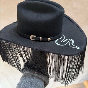 Wide Brim Customized Fun Fringe Snake Wool Stetson Hat size 7 1/4